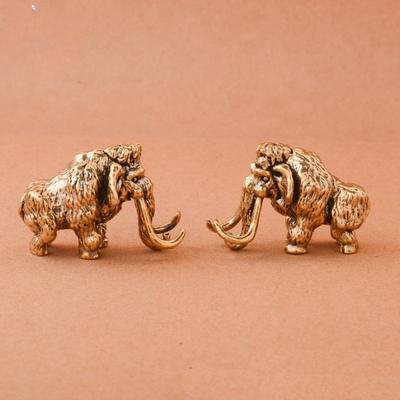 Antike Bronze Niedliche Mammut Miniaturfiguren Schreibtischverzierung Dekorationen Zubehör Kupfer Tier Skulptur Heimdekor Handwerk