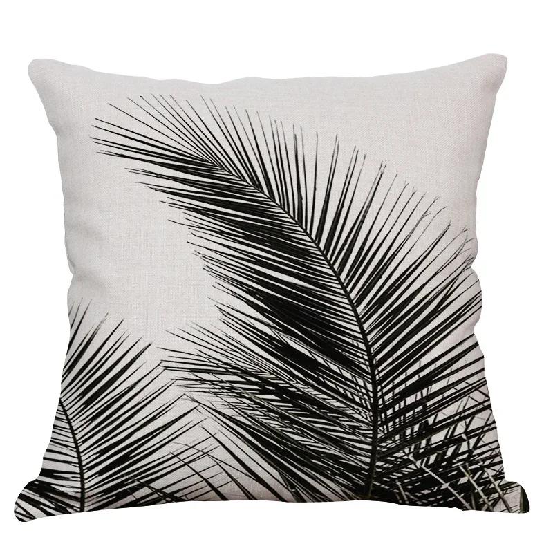 Nordic Decoration Cushion Covers Home Tropical Decoration Pillowcase Black White Plant Leaves Decor for Home Pillowcases