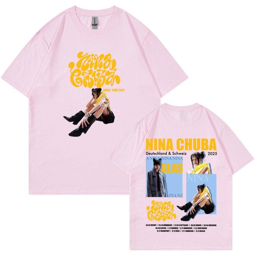 Nina Chuba Trendy Graphic T Shirts 2025 New Men Women Oversized Aesthetic Cotton Y2K Short Sleeve Summer Print Loose Tees Unisex