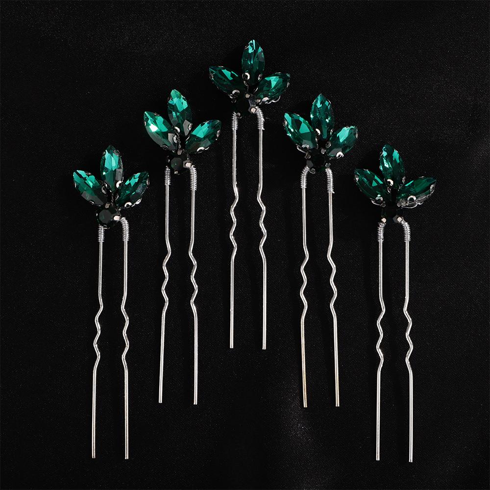 5 Stück Rot Silber Strass Braut Haarnadeln Handgefertigter Kopfschmuck für Frauen Grün Blau Hochzeitsaccessoires Kopfschmuck Party Tiaras