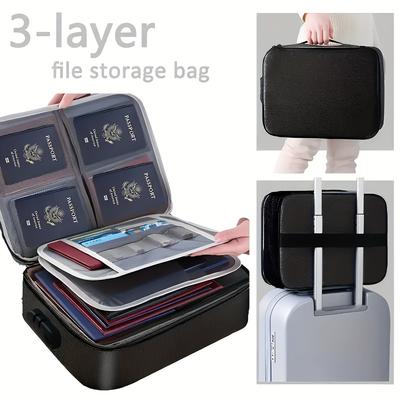Sac à documents, Organisateur de rangement portable à 3 couches zippées en matériau pour le travail de bureau, les affaires, l'essentiel de bureau, sac de rangement pour documents et certificats