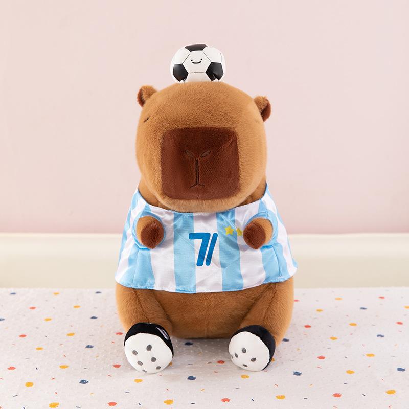 

Sitting football kapibara plush toy jersey capybara doll grab machine doll children s birthday gift 35cm/0.32kg