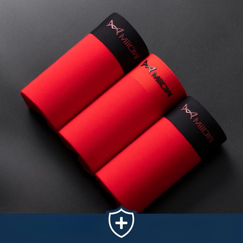 3pcs Seamless Underwear Red Boxer Shorts for Men Without Any Trace Boxer Brief
