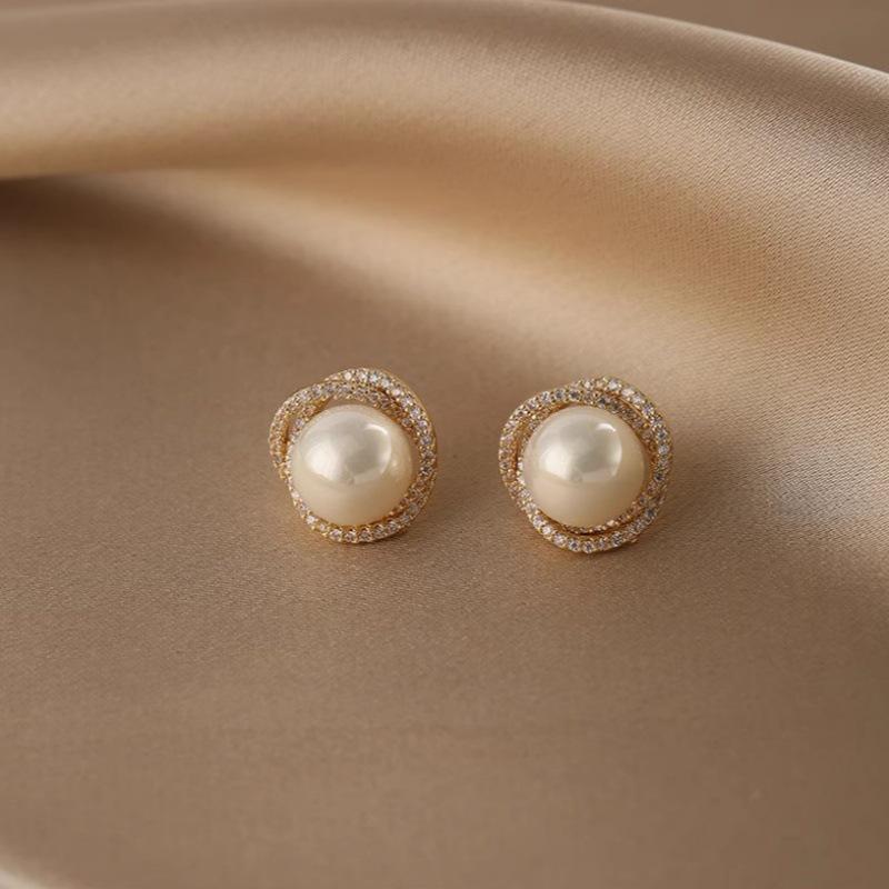 Korean Style S925 Silver Pearl Stud Earrings for Women - Simple, Elegant, and High-End