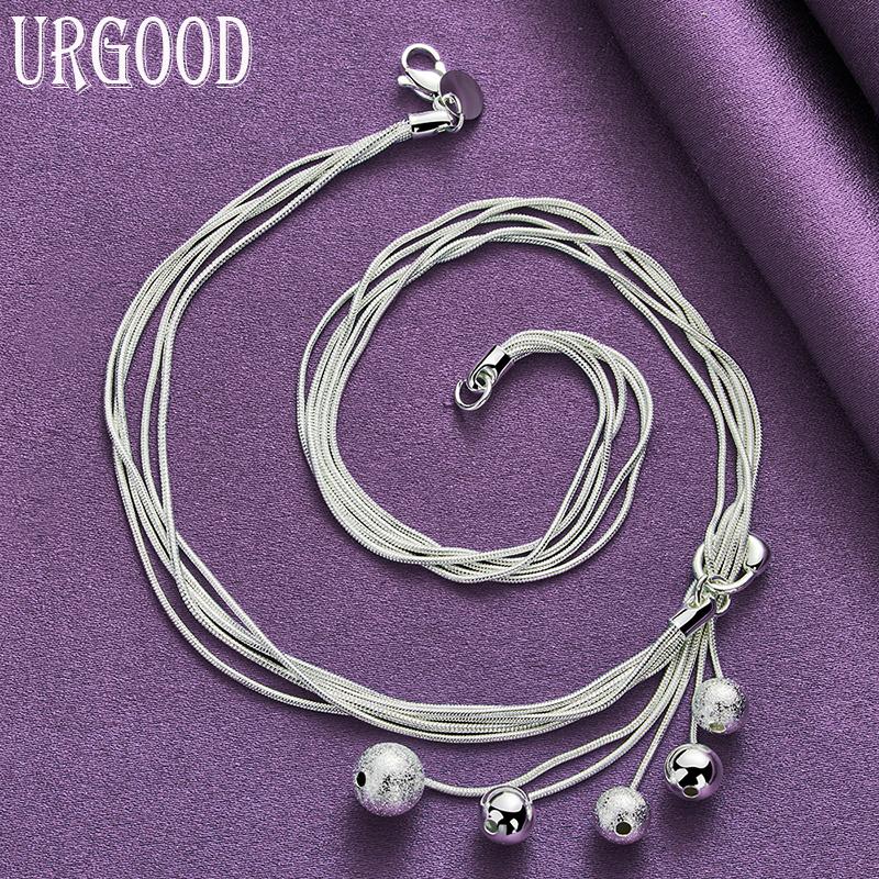 Colier cu mărgele și lanț de șarpe din argint 925, bijuterii de nuntă la modă