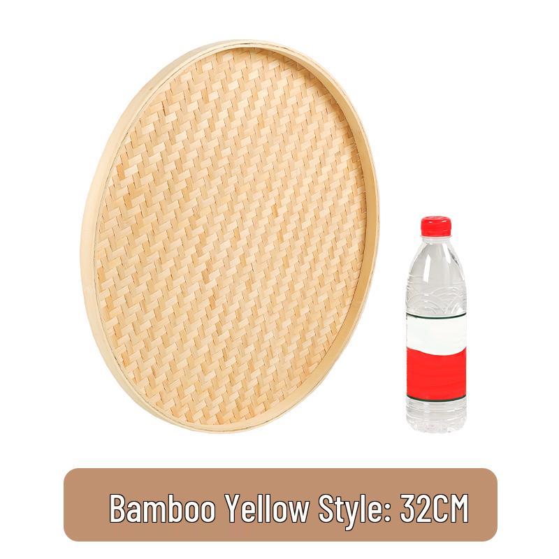 Bamboo Weaving Green Winnowing Basket/Restaurant Sashimi Platter with or without Holes for Drying, Sieving, Tea Sampling, or Decorative Use