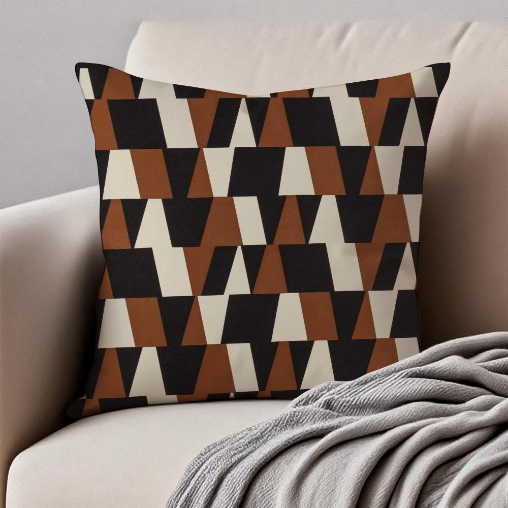 Reduced geometry Cushion Cover Pillowcase Antidustmite Invisible Zipper Short Plush Sofa Cushion