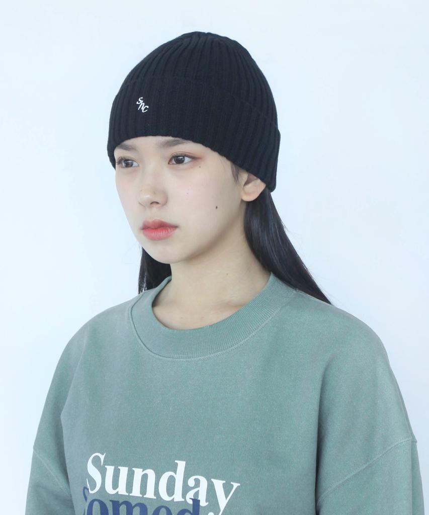 SUNDAY HOBBY CLUB Cotton Small Logo Beanie - Dark Gray
