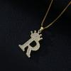 Fashion High-End Crown Letter Necklace Women'S Zircon Pendant Niche Stainless Steel Hip-Hop Pendant Accessories