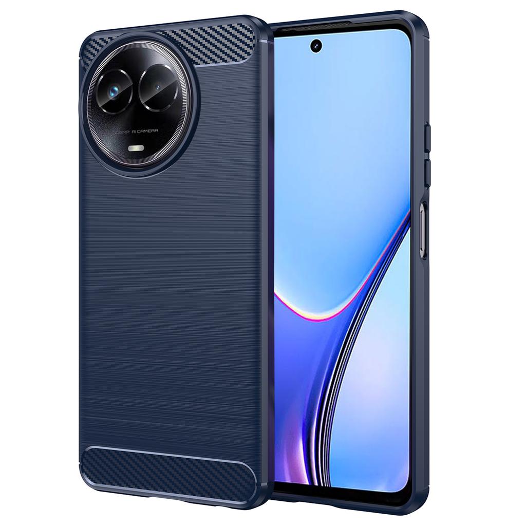 For Realme V50s 5G Case Shockproof Carbon Fiber Texture TPU Cell Phone Cover