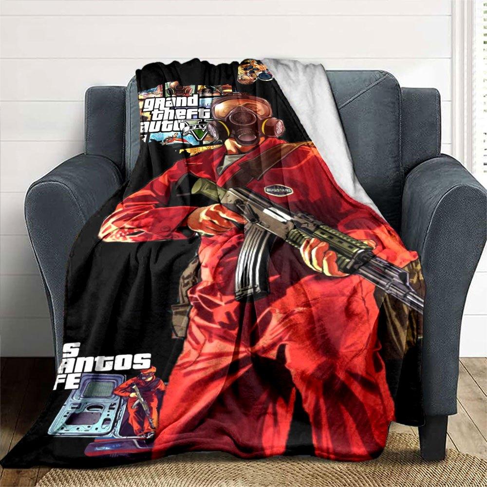1pc Grand Theft Auto Soft Flannel Blanket with Designer Print A cozy blanket for all seasons, perfect for the couch, bed, office