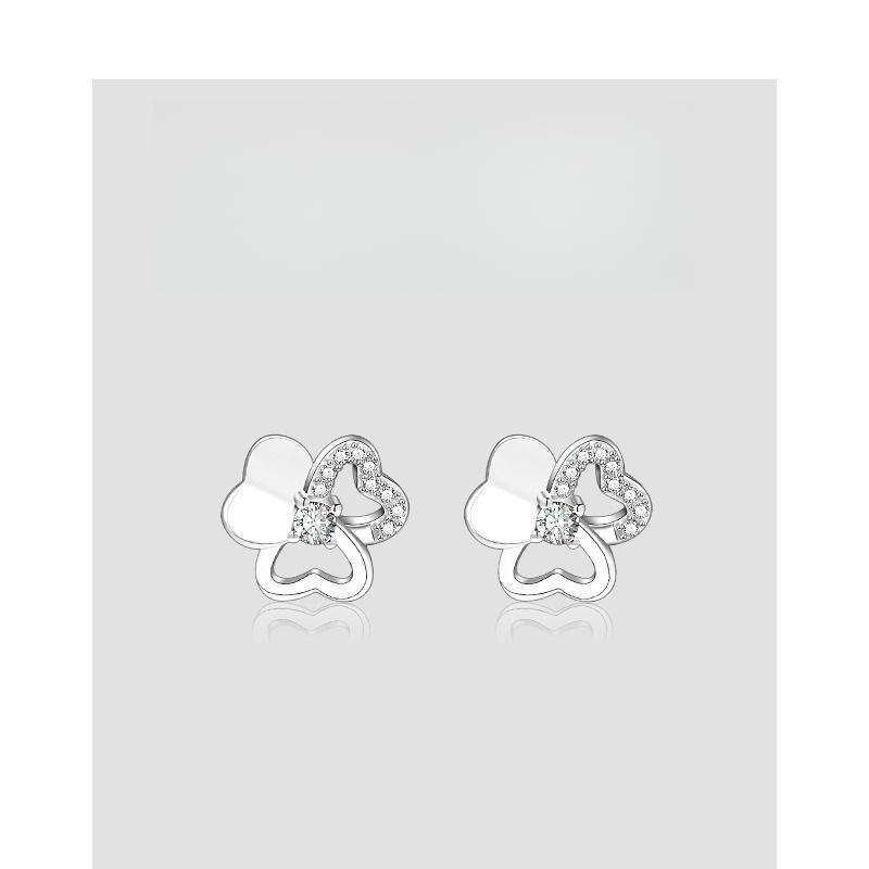Clover Diamond Stud Earrings Women's New Trendy Earrings Light Luxury Niche High-end Temperament Earrings