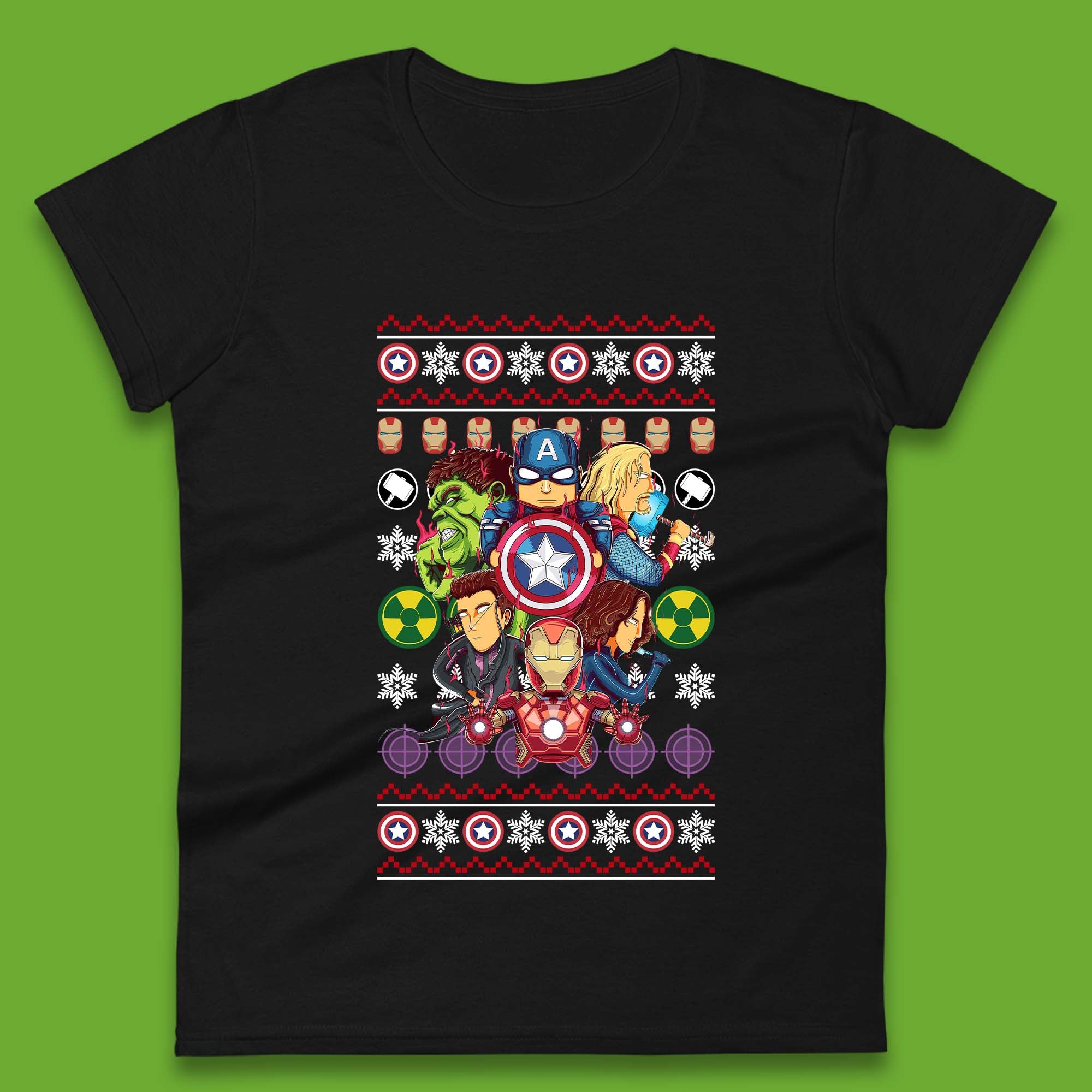 Christmas Avengers Superheroes Womens T-Shirt Mens Tops Tees Unisex S