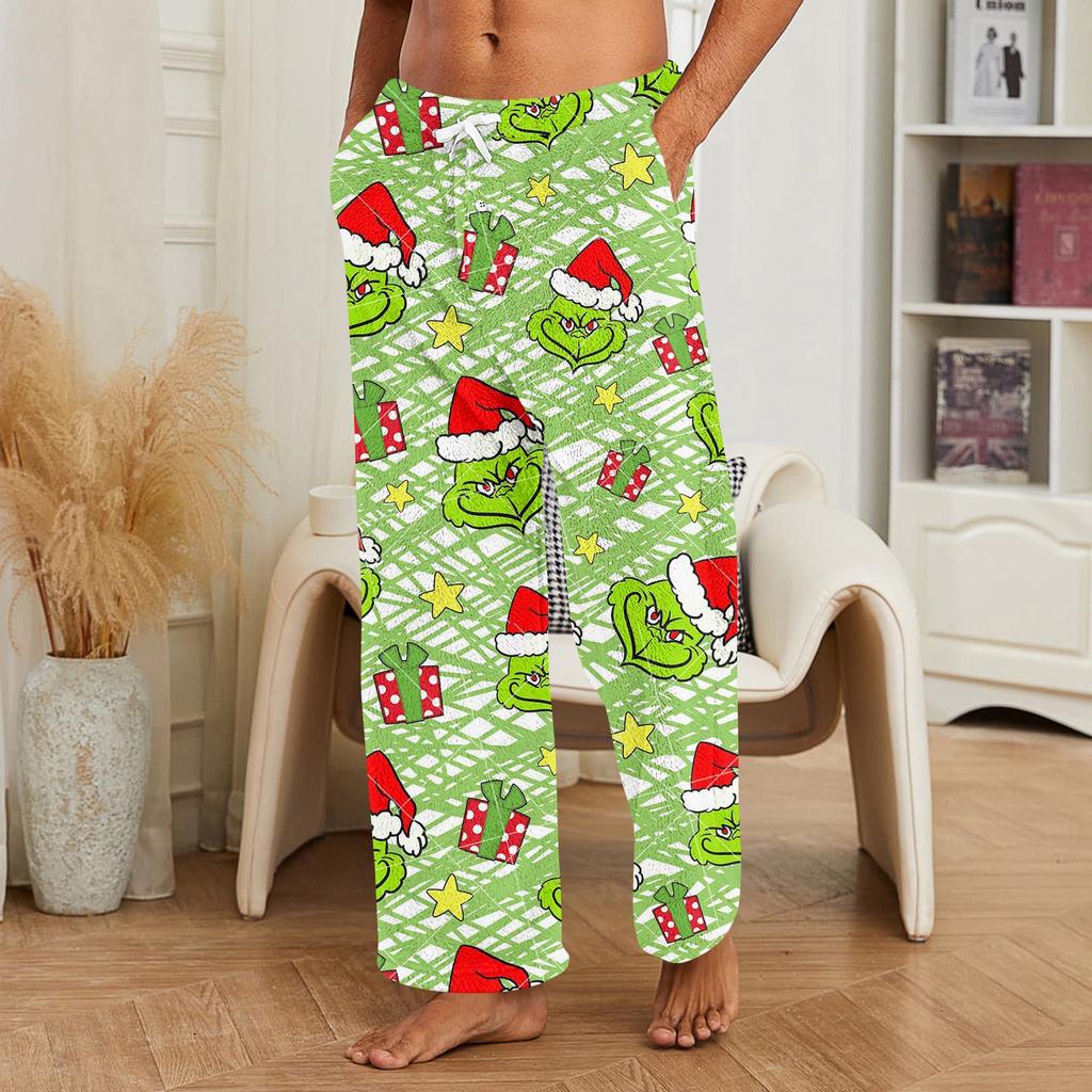 Men's Allover Printed Home Pants Sleeping Pajama Pants Long Pants Pajama Pants