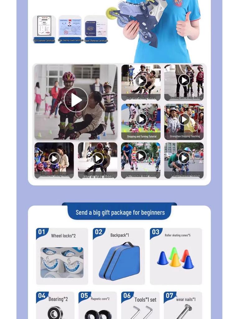 Children's Roller and Ice Skates - Ages 6-12, Beginner to Pro, Boys & Girls Inline Skates