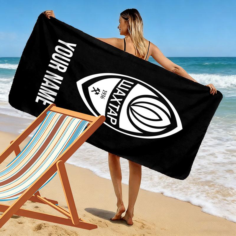 Custom Fc Shakhtar Donetsk Print Beach Towel, Large Soft Quick Dry Towel for Beach Camping Swimming