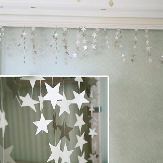 4m Romantic Stars Paper Garland Banner Bunting Wedding Baby Shower Party Decor