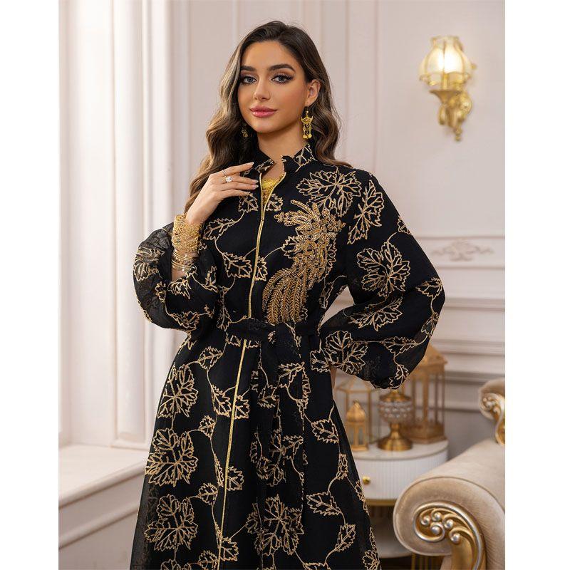 

Индонезия Ближний Восток Трансграничная Этническая группа Женская одежда Пайетки Горящие цветы Вечернее платье Большой подол Пышный рукав Платье-халат Платье Black M