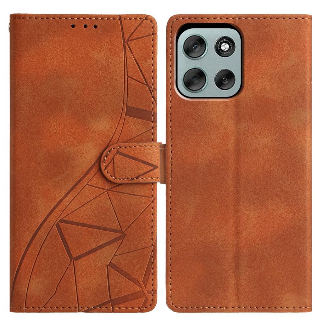 For Motorola Moto G56 5G Case Wallet Stand Imprinted Triangle Pattern Leather Phone Flip Cover