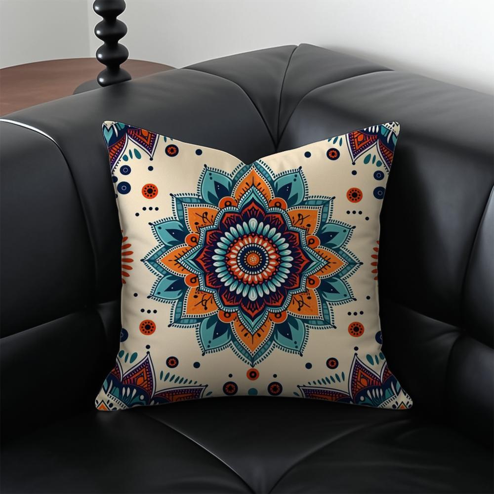 Boho Pattern Ethnic Art Cushion Cover Pillow Case Antidustmite Invisible Zipper Silky Plush Cushion