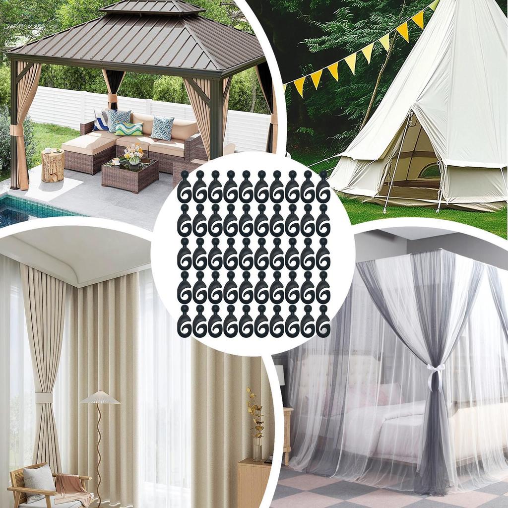 Outdoor Drape Hooks 50 Pieces Netting Hooks Multi-purpose Pergola Drape Rings Rustproof Hangers For Fence Plants Indoor Outdoor
