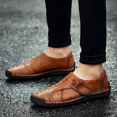 Herren Retro Handgefertigte Leder Slipper: Verschleißfest, Weiche Sohle, Lässige Übergröße für Herbst & Winter.