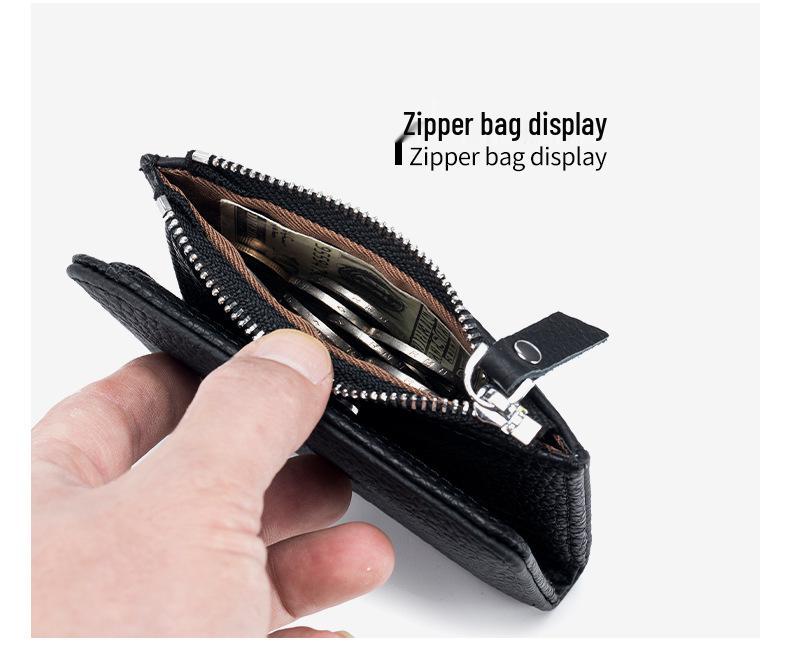 Damen Ultra-dünnes RFID Leder Portemonnaie mit Reißverschluss Münzfach und Kartenhalter