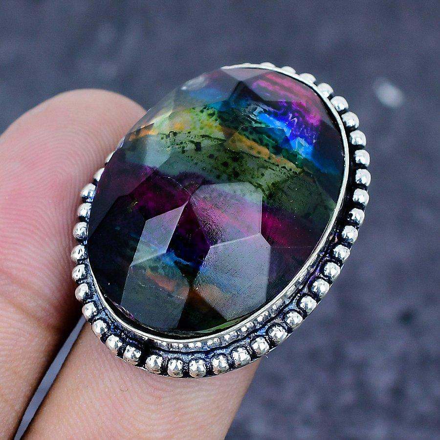 Ammolite Gemstone 925 Sterling Silver Jewelry Ring Size 7