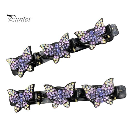 

2 шт. женские шпильки для волос сверкающие искусственные хрустальные бабочки декор плетеные заколки для волос двухслойные шпильки для волос с челкой