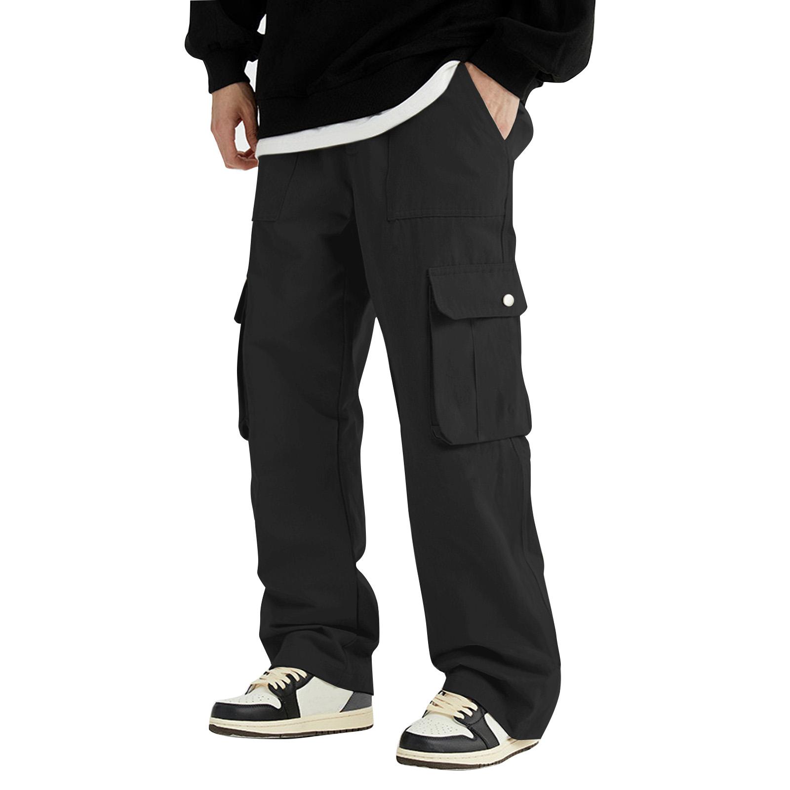 

Men s Solid Color Loose Wide-Leg Straight Trousers Men s Casual Fashion Overalls L