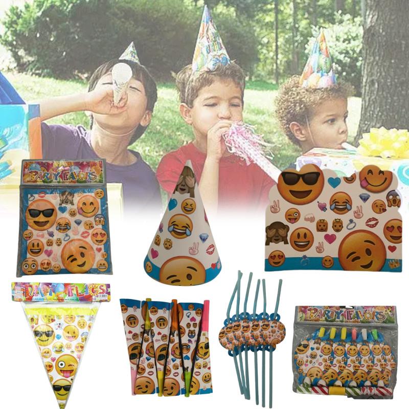 Emoji Party Tableware Set With Disposable Plates Cups Napkins And Tablecloth For Holiday Celebrations