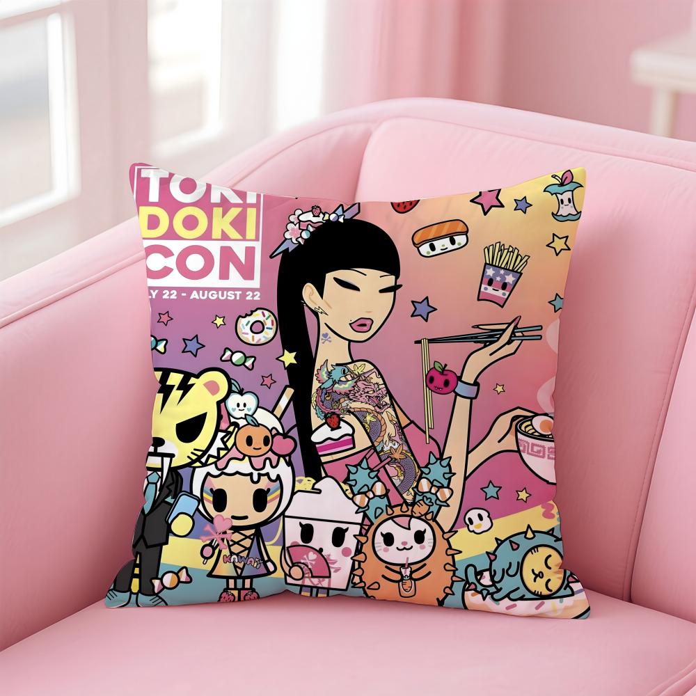 T-Tokidoki Cushion Cover Home & Car Multi-Scene Pillow Cover - Reversible, Soft & Durable for Daily Use