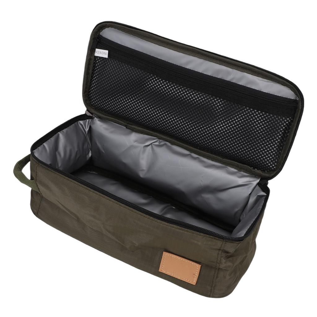 Camping-Kochgeschirr-Tasche 210D Karostoff Isoliert Kochutensilien Reisetasche mit PU-Griff für BBQ-Picknick