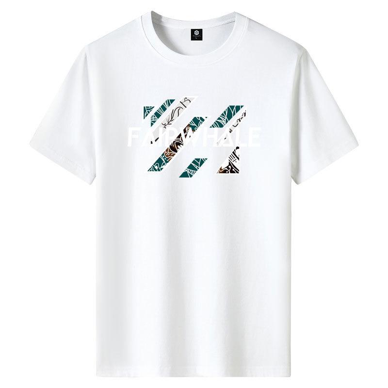 Faipwhale M-6XL Pure Cotton Mens Short-sleeved T-shirt Round Neck Boy Casual Tee Shirt