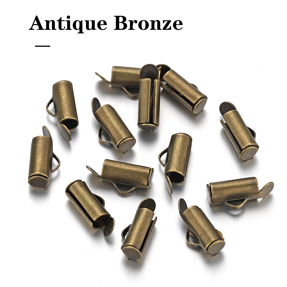 50pcs Fastener Tube Crimp End Caps Slider Clasp Bracelet Buckles for DIY Connectors Loom Jewelry Making Findings Accessories