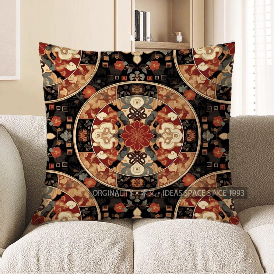 2D Colorful Floral Patterned Decorative Pillow Covers Pattern Cushion Cover Suitable For Sofa Bedroom Car Pillow Cover