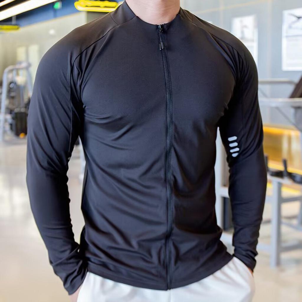 Men's Running Sports Fitness Tops Jacket Cycling Long Sleeve Quick Drying Tights Running Training Suit