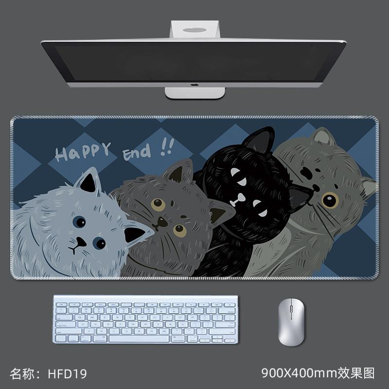 Cartoon Cute Cat Mouse Pad Large Anti Slip Lock Edge Game Pads Computer Office Desktop Keyboard Mat