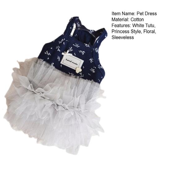 huaqianguhh White Tutu Dog Dress, Floral Sleeveless Princess Style Summer Pet Outfit for Small Dogs Teddy Bichon Frise