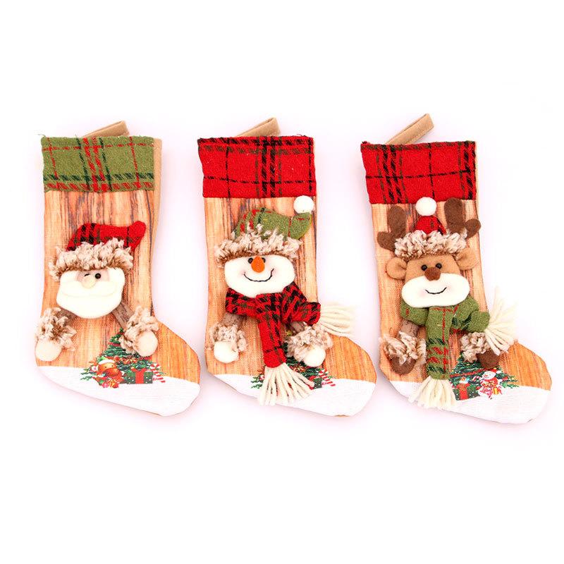 Three-dimensional Printed Christmas Stocking Gift Bag Snowman Christmas Decorations Small Gifts for Children