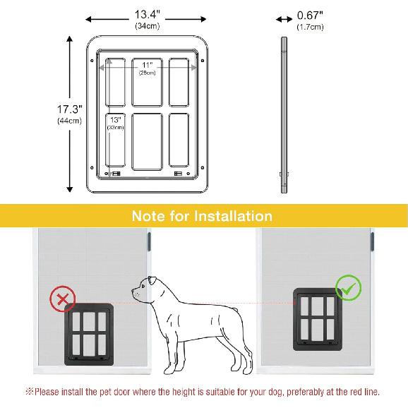 Enjoying Dog Door for Screen Door, Black, 11"x13" Opening, Doggie Door for Sliding Door, Screen Door with Pet Door Built in, Magnetic Swing Flap,