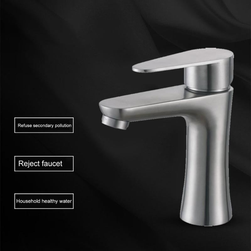 Stainless Steels Cold Water Tap Faucet Single Lever Bathroom Tap with 60cm Hose Kitchen Sink Water Tap Easy to Install