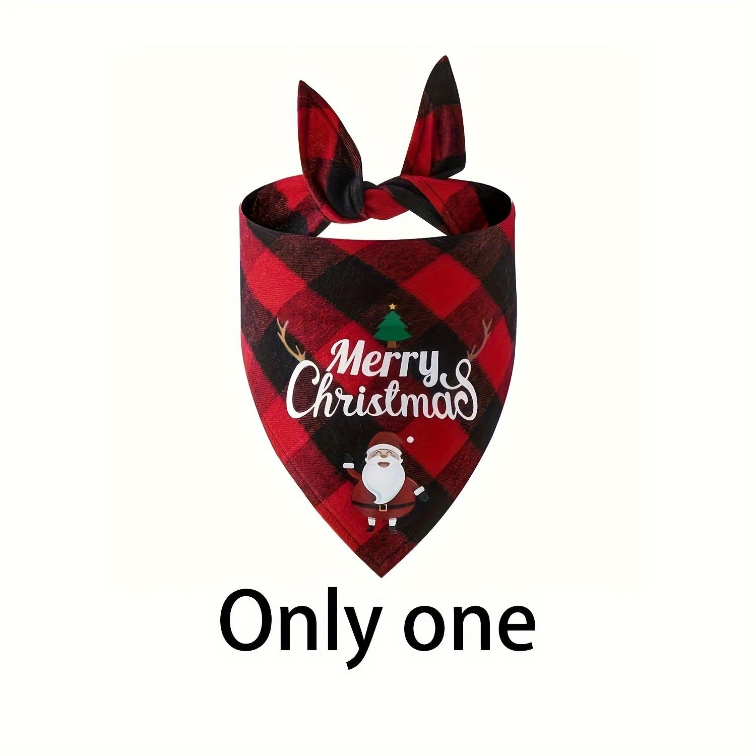 

Christmas Dog Bandana with Santa & Snowman Design - 100% Polyester Non- Fabric, Adjustable Holiday Pet Headband for All Dog