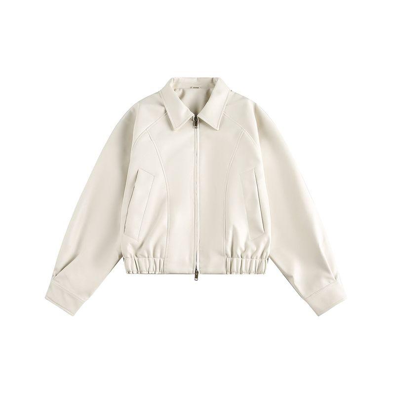 

Men s American-Style Leather Jacket with Double Zipper, Men s 2025 Autumn Motorcycle Jacket, Cool and Stylish, High-End Feel, Loose Fit, Trendy Jacket Beige Gray 2XL