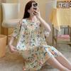 Anti-bumping Nightdress Women's Summer Pastoral Small Floral Thin Skirt New Year's Loose Loungewear Dress