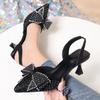 Water Dots Bow High Heels For Women Summer Elegant Pu Slip On Collection Shoe
