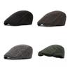 Beret Checkered Duckbill Retro Hat Vintage Men Woollen Cap Accessory Gift Adult