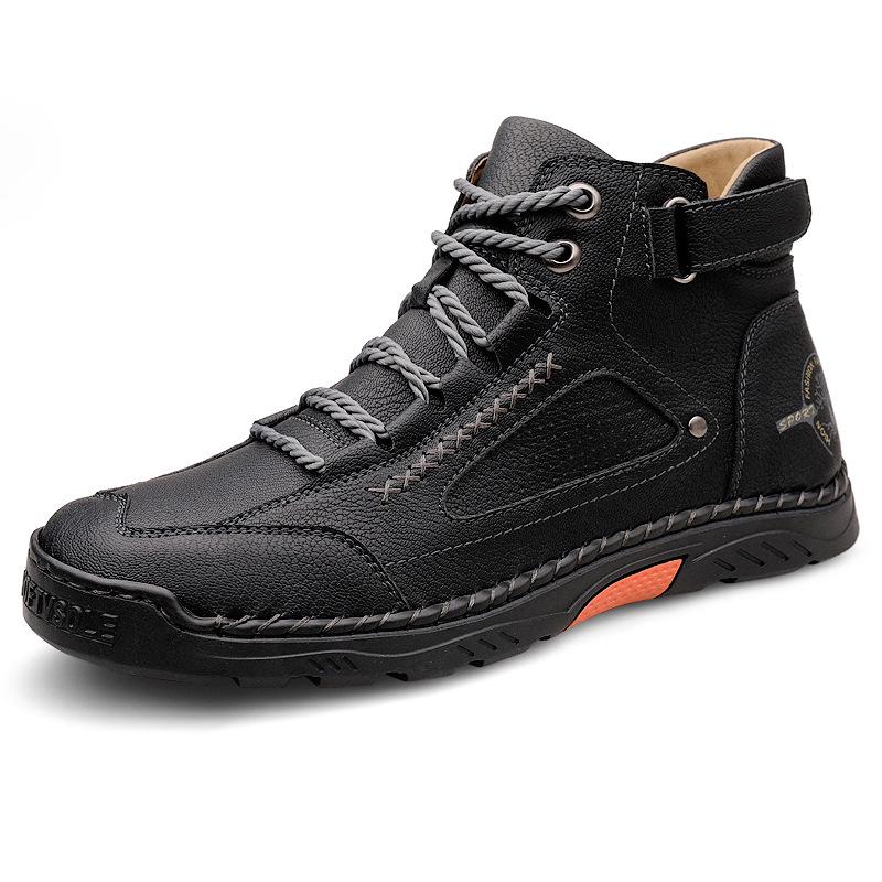 Men's Plus Size Martin Boots - Stylish High-Top Work Shoes for Autumn/Winter, Height-Boosting and Versatile for Outdoor Wear