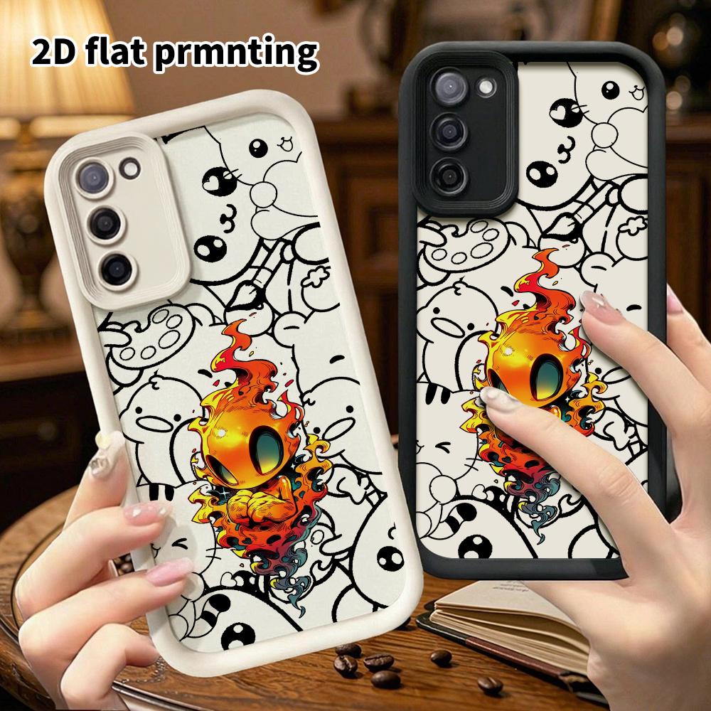 Phone case: 2D flat, suitable for Samsung Galaxy A34 A35 M05 M06 S20 S22 S21 FE Plus 5G protective case, Flame Sprite, perfect Christmas and Halloween