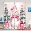 2pcs,Curtains Cute Snowman Christmas Gifts_a Popular Contemporary Curtains 100% Polyester Curtains All Seasons Use for